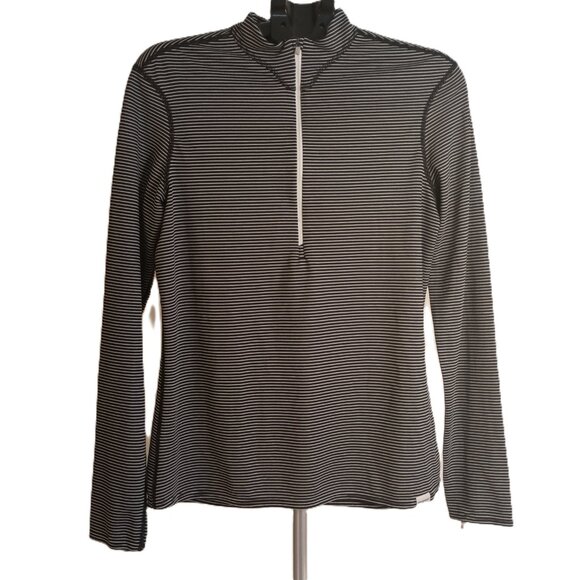 Patagonia Women’s Capilene 2 Top 1/2 Zip Black White Stripe Pullover Size XL - Picture 2 of 15
